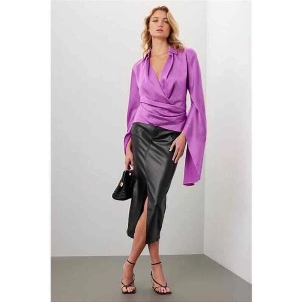 Simkhai Purple Satin Blouse Size 0